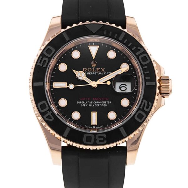 Yacht Master Rose Gold Rubber Strap (Black)