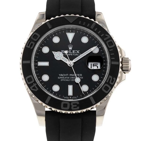 Yacht Master Silver Rubber Strap (Black)