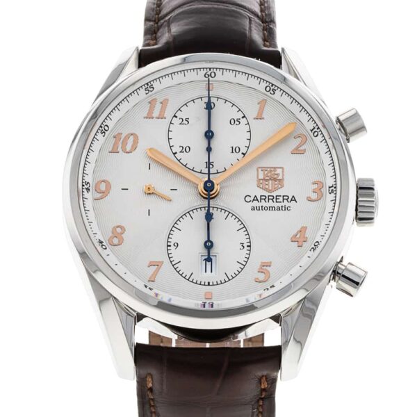 Carrera Chronograph Leather Strap (White)